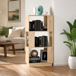 Solid Wood Pine Book Cabinet Room Divider 51x25x101 cm Brown Shelving Unit