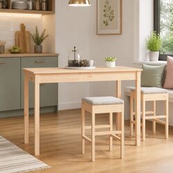 Solid Wood Pine Dining Table 110x55x75cm Brown Kitchen Room Furniture