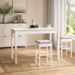 Dining Table White 110x55x75 cm Solid Pine Wood Kitchen Dining Room Furniture