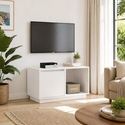White TV Cabinet Solid Pine Wood Storage Unit 74x35x44 cm Living Room Furniture