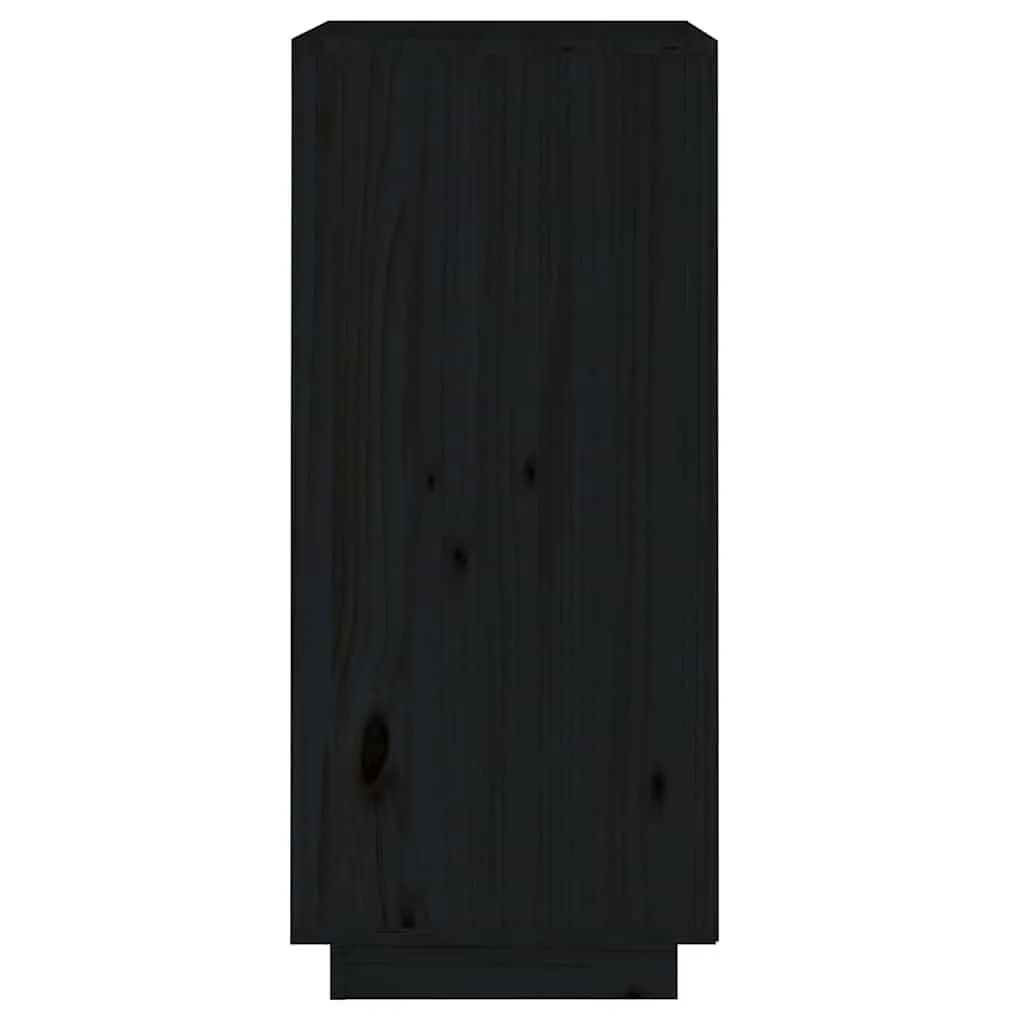 Sideboard Black Solid Pine Wood Modern Storage Cabinet 38W x 35D x 80H cm
