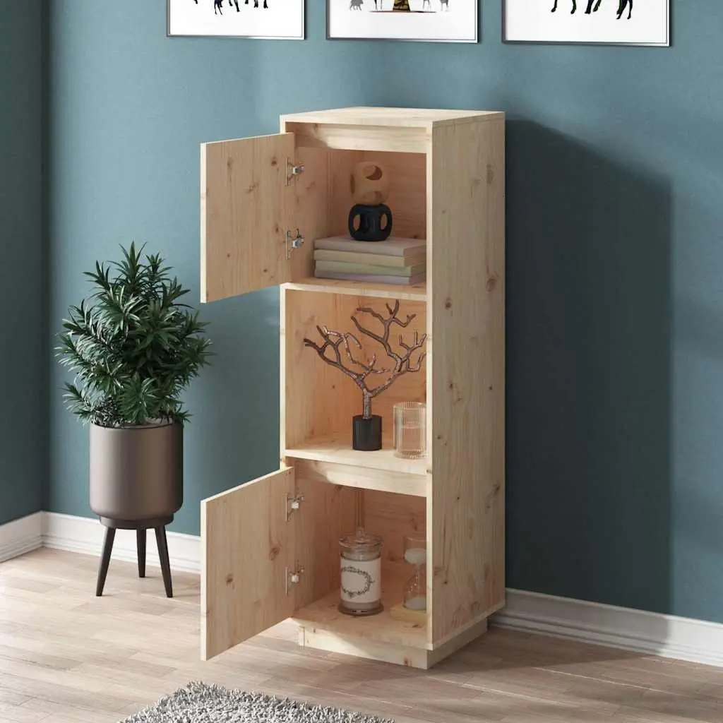 Highboard Solid Wood Pine Cabinet 38x35x117cm Brown Storage Furniture