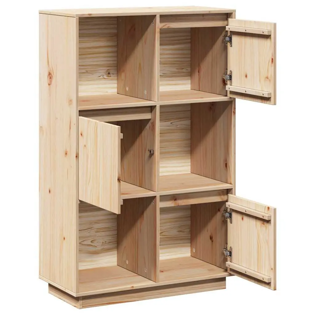 Wooden Highboard Storage Cabinet Solid Pine Brown 74x35x117cm
