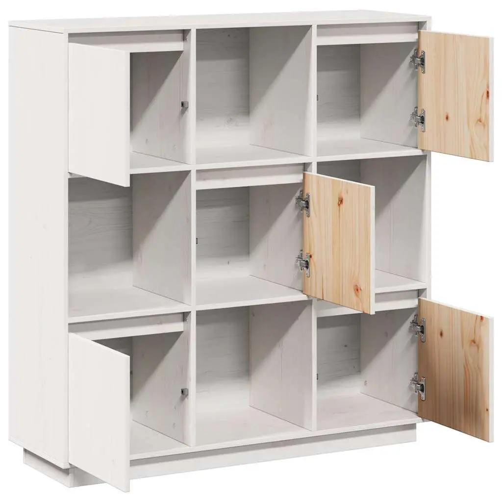 Highboard Cabinet 5-Door Storage Solid Pine Wood White