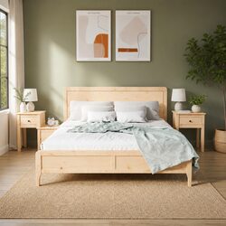 Bedside Cabinets 2 pcs Solid Wood Pine Nightstand Storage Drawer Door
