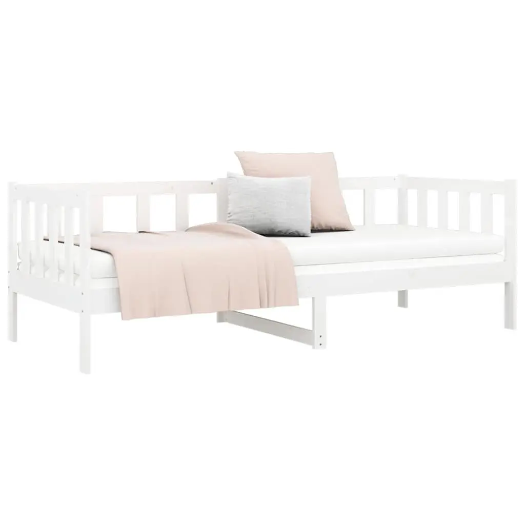 Day Bed Solid Pine Wood Frame Slatted Base Single 90x190 cm White