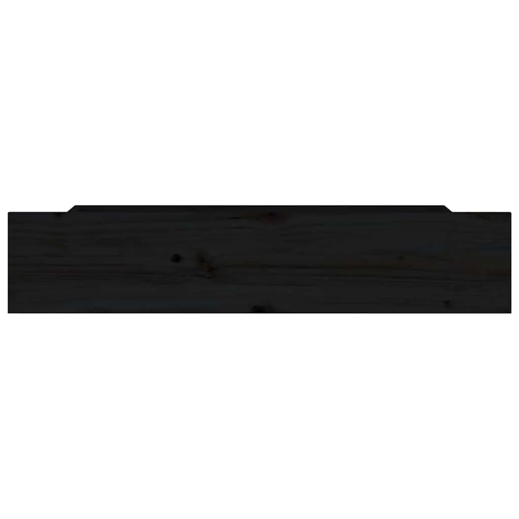 Under Bed Storage Drawers Solid Pine Wood Black 4 Set