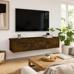 Wall Cabinet with 3 Drawers Floating Storage Unit Brown Home Furniture