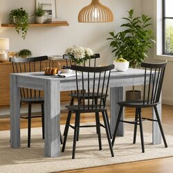 Dining Table Grey Engineered Wood Kitchen Room Furniture Modern Design