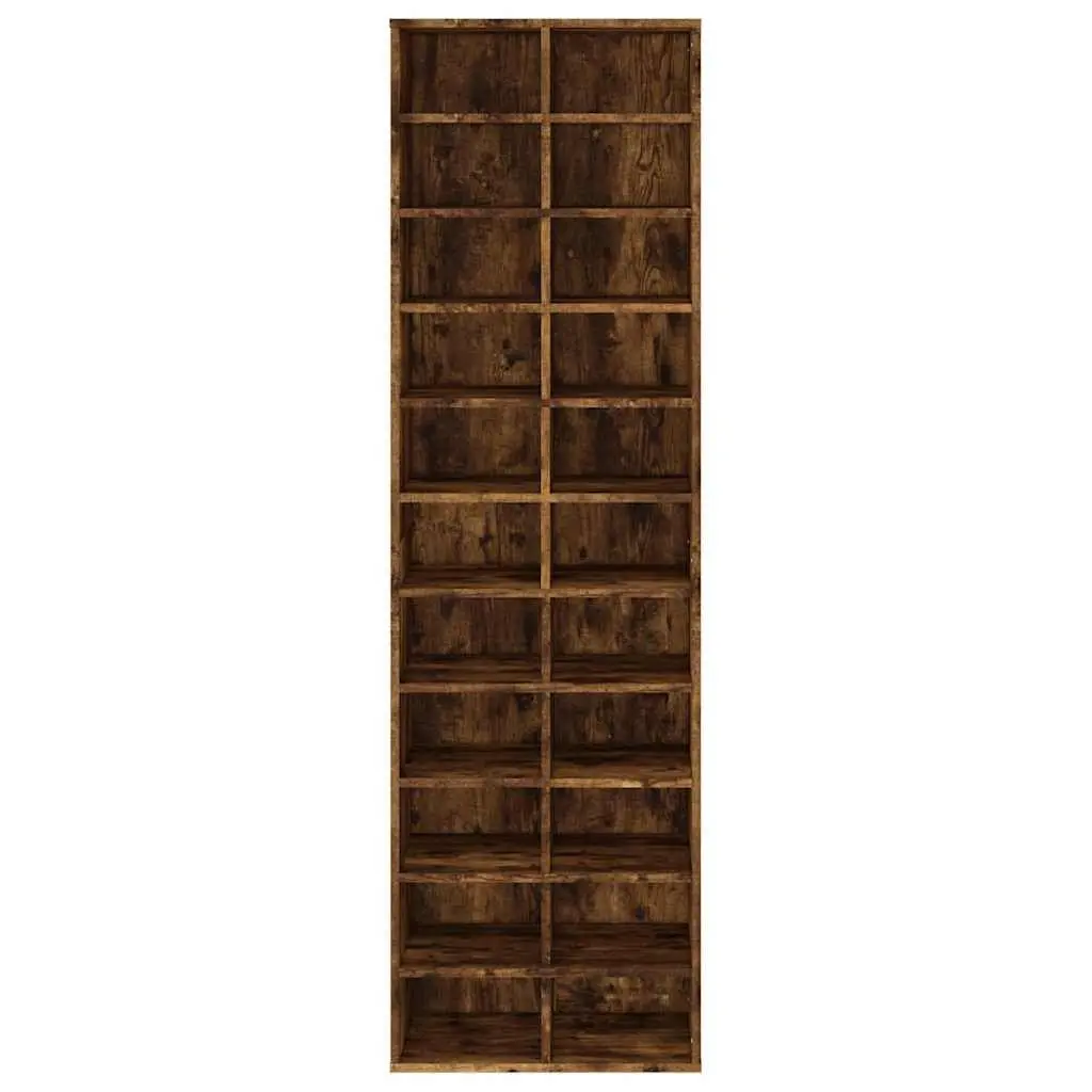 Shoe Cabinet Smoked Oak 22 Compartments Engineered Wood Storage Organiser