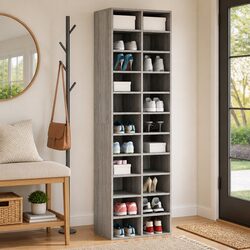 Shoe Cabinet Grey Sonoma 54x34x183 cm Storage Organiser Engineered Wood
