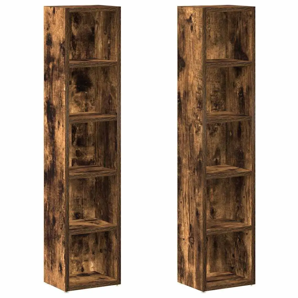 CD Storage Cabinet 2 Pieces Engineered Wood 93.5cm Smoked Oak