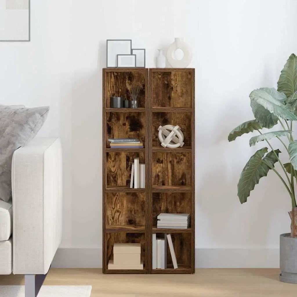 CD Storage Cabinet 2 Pieces Engineered Wood 93.5cm Smoked Oak