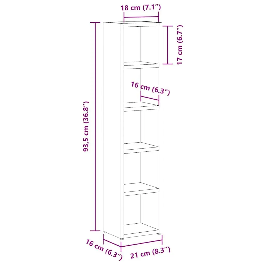CD Storage Cabinet 2 Pieces Engineered Wood 93.5cm Smoked Oak