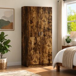 Wardrobe Cupboard Smoked Oak 80x52x180 cm Engineered Wood Storage Cabinet Closet