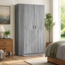 Wardrobe Grey Sonoma 80x52x180 cm Storage Cabinet with Hanging Rod and Doors