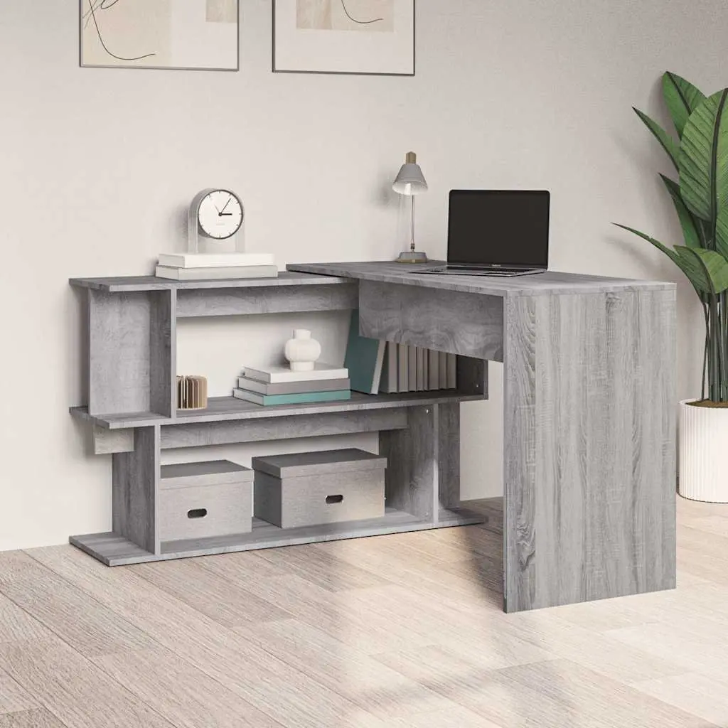 Corner Desk Grey Sonoma Office Study Computer Workspace Engineered Wood