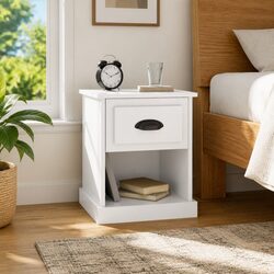 Bedside Cabinets Set of 2 White High Gloss Nightstand Storage Drawer Compartment