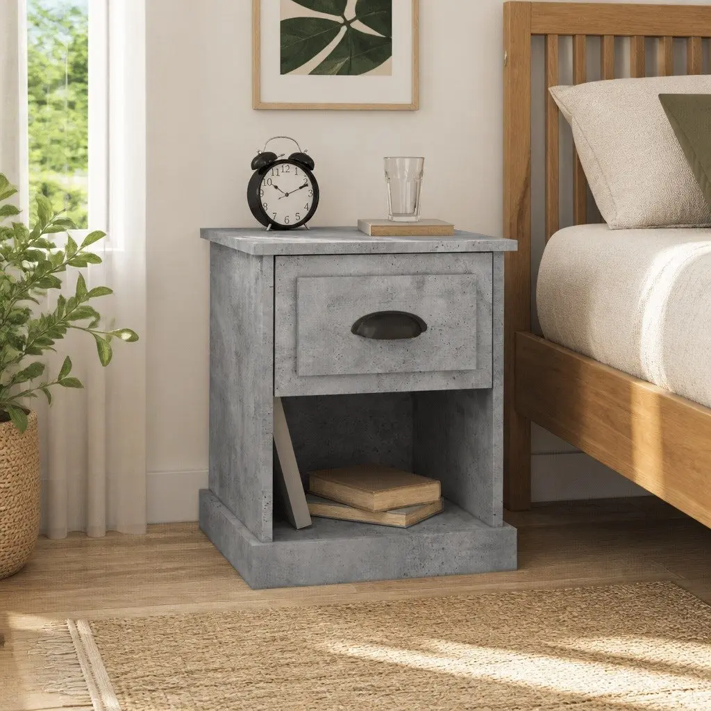 Bedside Cabinets 2 pcs Engineered Wood Grey 39x39x47.5 cm Nightstand Storage