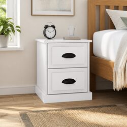 Bedside Cabinet White 2 Drawer Nightstand Side Table Storage Furniture