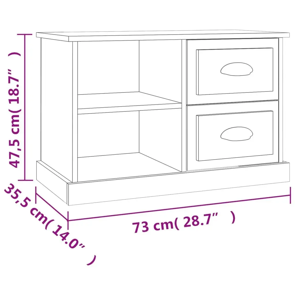 TV Cabinet Engineered Wood High Gloss White Storage Unit with Drawers and Open Compartments