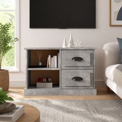 TV Cabinet Grey 73x35.5x47.5cm Living Room Unit Drawers Open Compartments