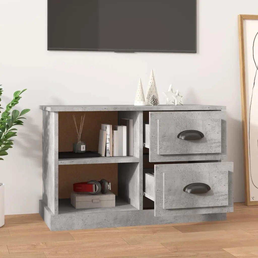 TV Cabinet Grey Engineered Wood 73x35.5x47.5cm Living Room Unit with Drawers and Open Compartments