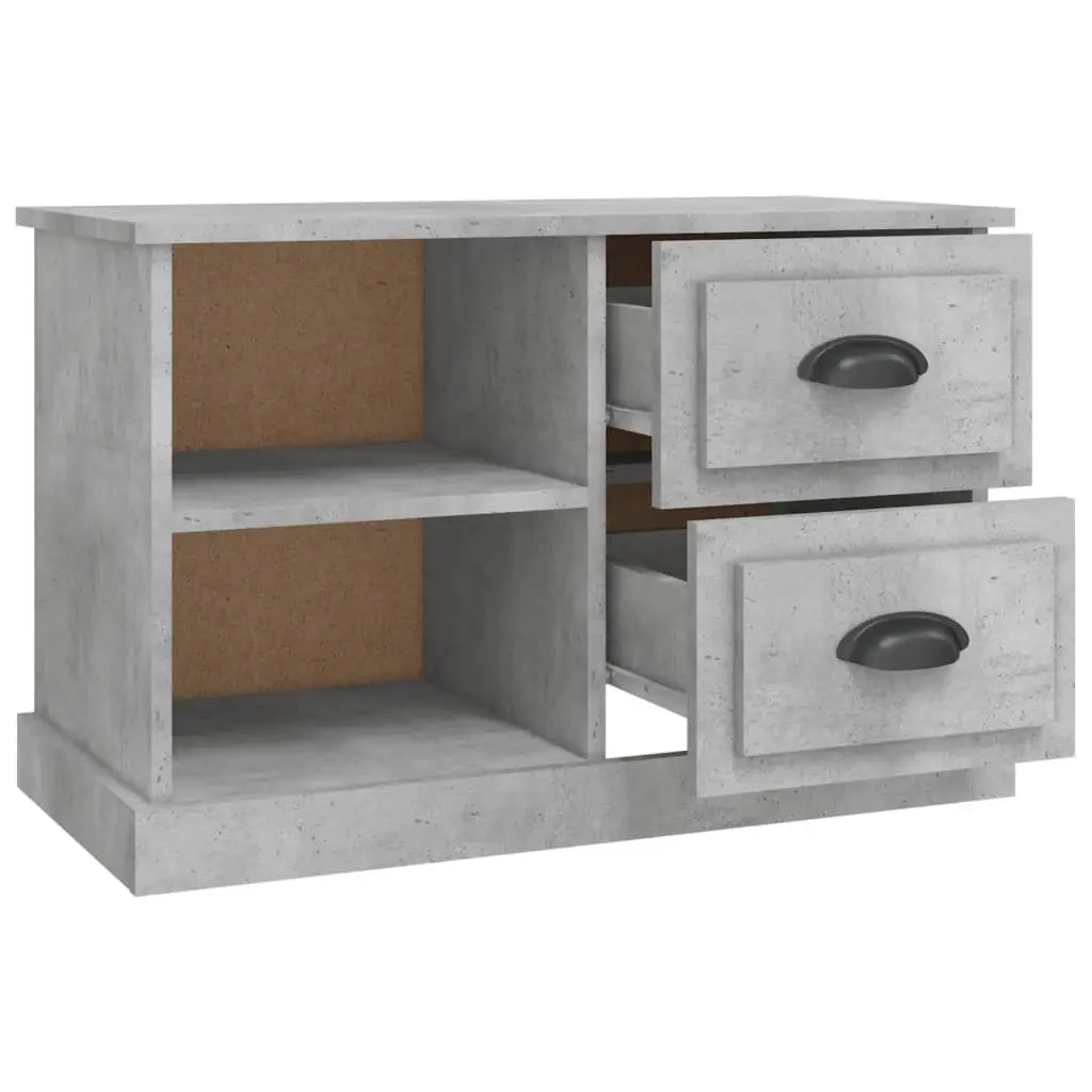 TV Cabinet Grey Engineered Wood 73x35.5x47.5cm Living Room Unit with Drawers and Open Compartments