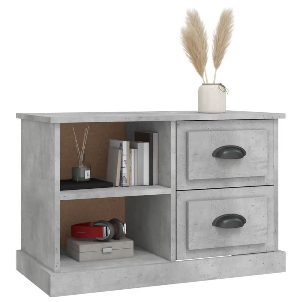 TV Cabinet Grey Engineered Wood 73x35.5x47.5cm Living Room Unit with Drawers and Open Compartments