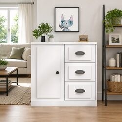 White Sideboard 70x35.5x67.5 cm Storage Cabinet Engineered Wood Furniture