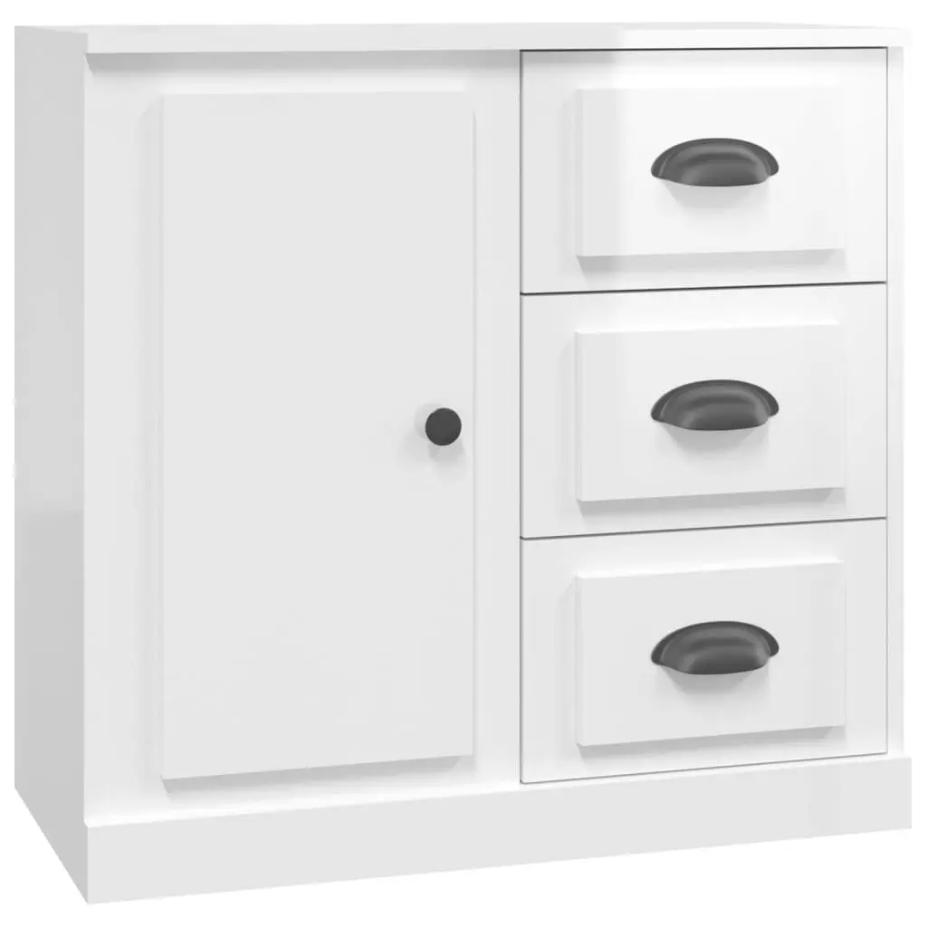 Sideboard High Gloss Storage Cabinet Engineered Wood Living Room White