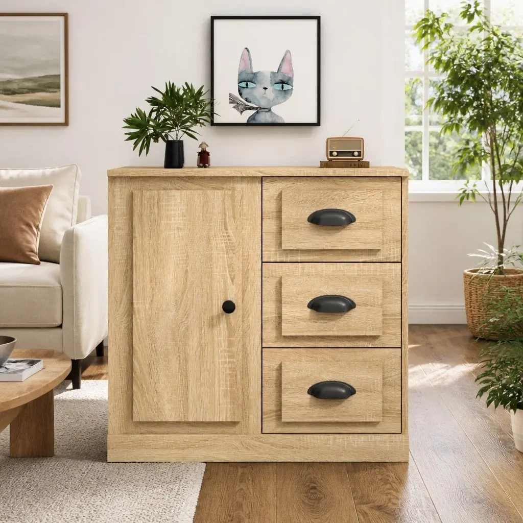 Sideboard Brown Engineered Wood Storage Cabinet 70x35.5x67.5 cm