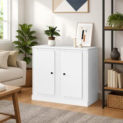 Sideboards 2 pcs White Storage Cabinet Cupboard Engineered Wood Home Furniture