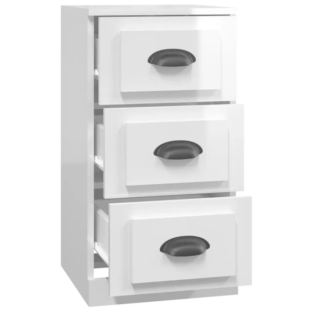 Sideboard High Gloss White Engineered Wood Storage Cabinet 36W x 35.5D x 67.5H cm