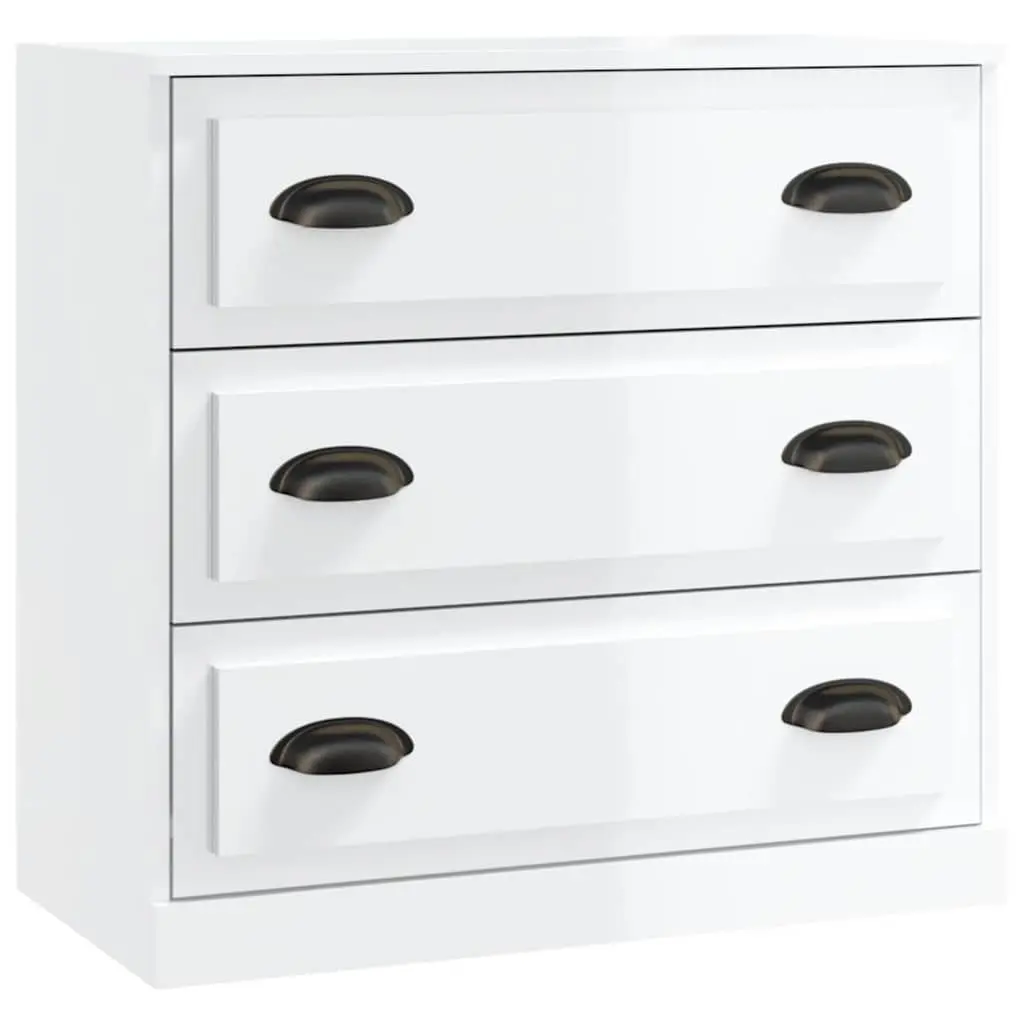 Sideboard Cabinet Storage High Gloss White Engineered Wood