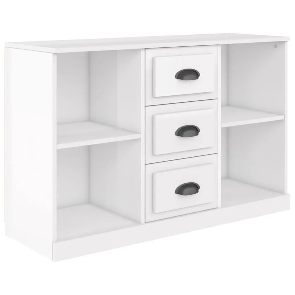 Sideboard High Gloss White Storage Cabinet Engineered Wood Buffet Display Unit