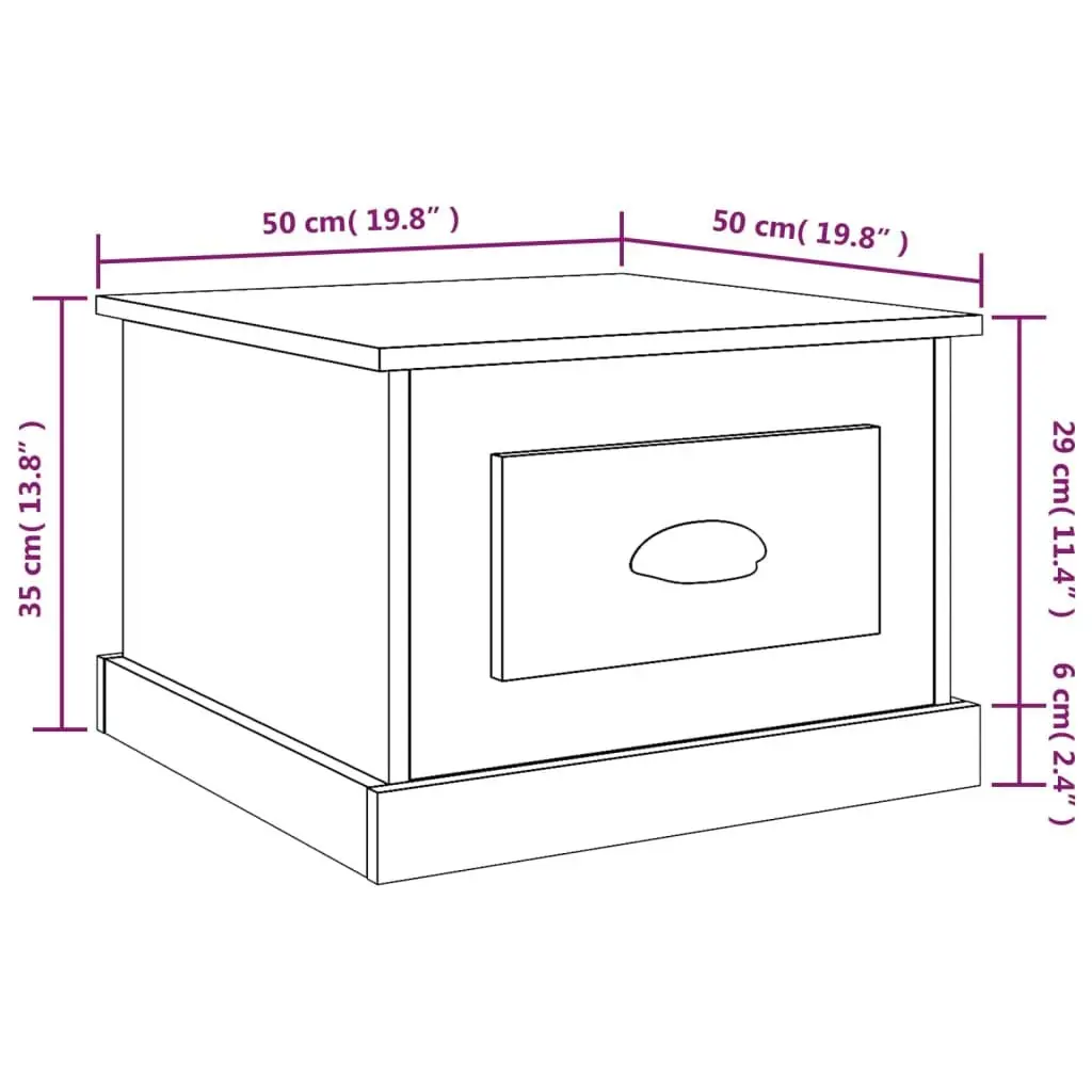 Coffee Table High Gloss White 50x50x35 cm with Drawer Storage