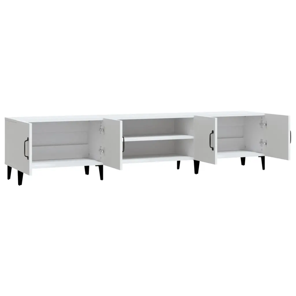 TV Cabinet Engineered Wood Storage Unit 4 Door 4 Compartment White