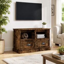 TV Cabinet with Drawers and Open Compartments Brown Engineered Wood Storage Unit