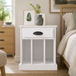 Bedside Cabinet White 43x36x50 cm Drawer Storage Nightstand Side Table