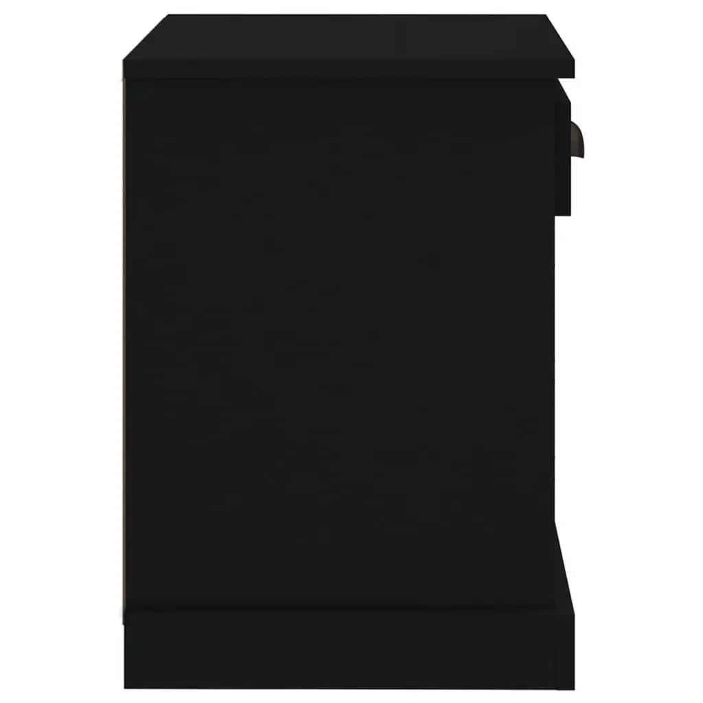Bedside Cabinet Black Engineered Wood 43x36x50 cm Storage Drawer Compartments