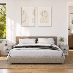 Wall-mounted Bedside Cabinets 2 pcs Grey Floating Storage Organiser Drawer