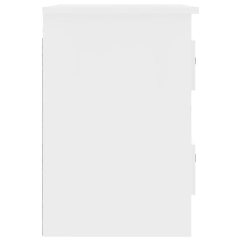 Wall-mounted Bedside Cabinet White Floating Bedside Table 2 Drawer Storage Unit