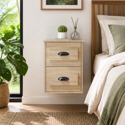 Wall-mounted Bedside Cabinet 2 Drawers Sonoma Oak Floating Storage Unit