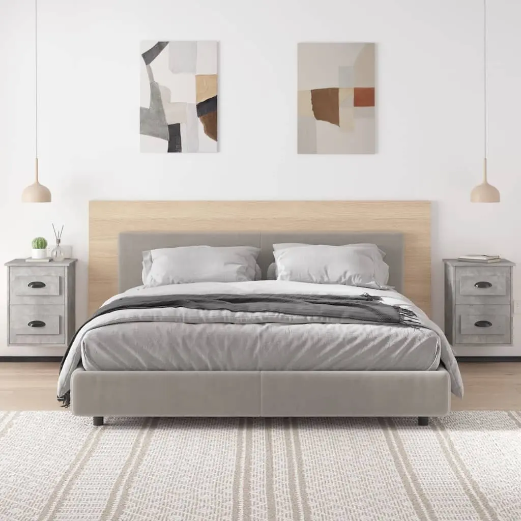 Wall Mounted Bedside Cabinet 2 Drawers Floating Storage Grey