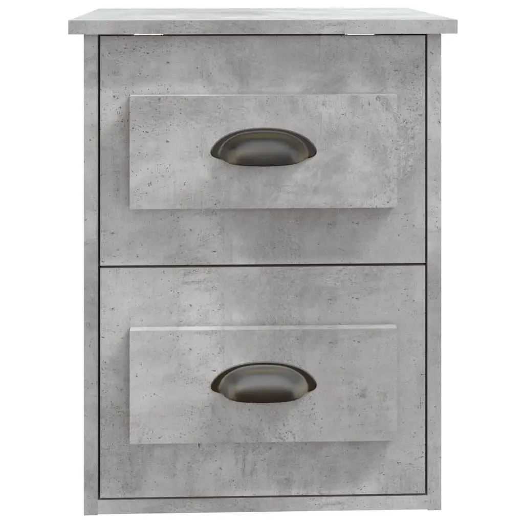 Wall Mounted Bedside Cabinet 2 Drawers Floating Storage Grey