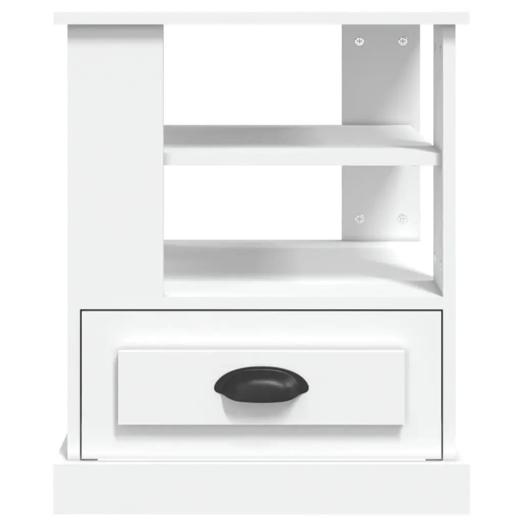 Side Table White Engineered Wood 50x50x60 cm Storage Accent Furniture Living Room