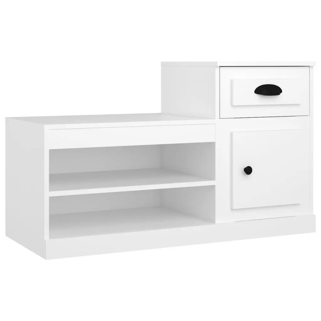 Shoe Cabinet Engineered Wood Storage Organiser Two-Tier White 100x42x60cm