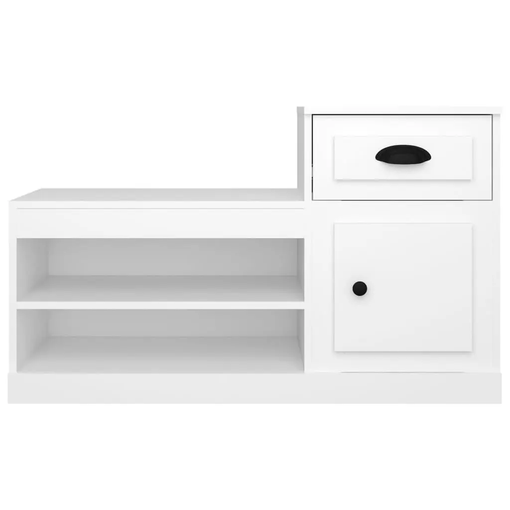 Shoe Cabinet Engineered Wood Storage Organiser Two-Tier White 100x42x60cm
