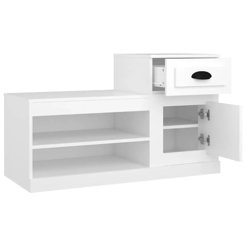 Shoe Cabinet Engineered Wood Storage Organiser Two-Tier White 100x42x60cm
